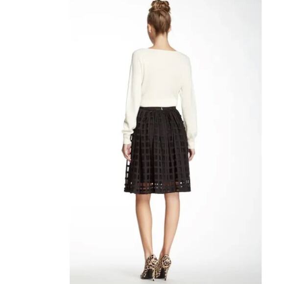 Trina Turk Sarita‎ Windowpane Mesh Squares High Waist Poofy Skirt EUC 6 - Picture 3 of 9